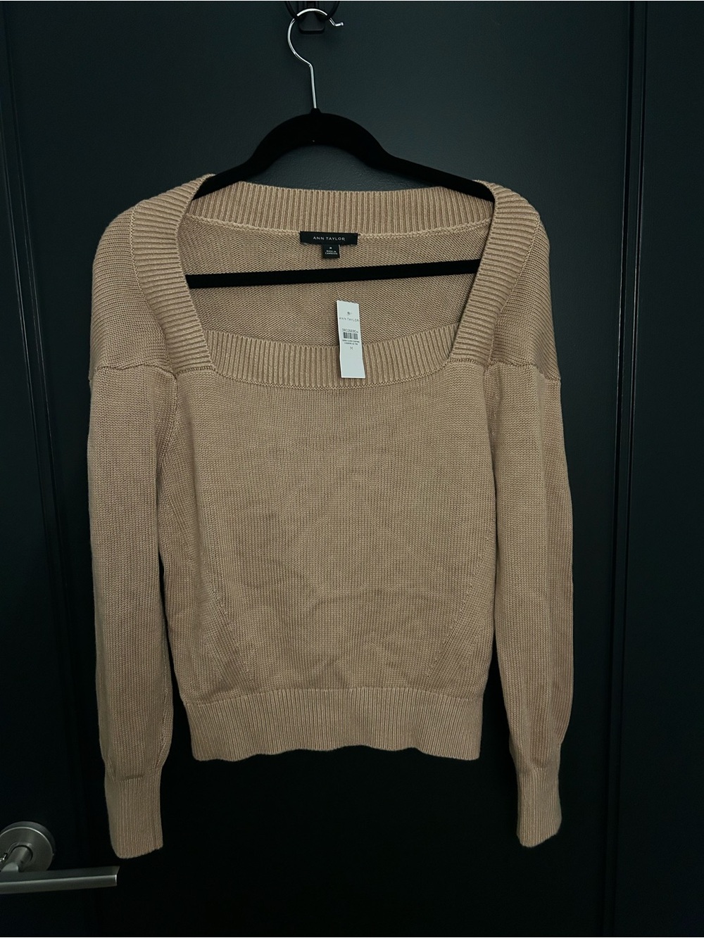 Ann Taylor Camel Brown/Tan Square Neck Sweater - NWT